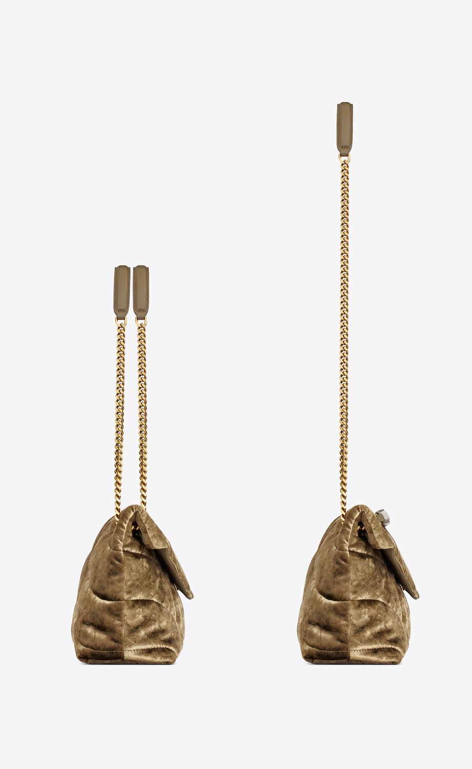 SMALL PUFFER IN QUILTED SHINY VELVET